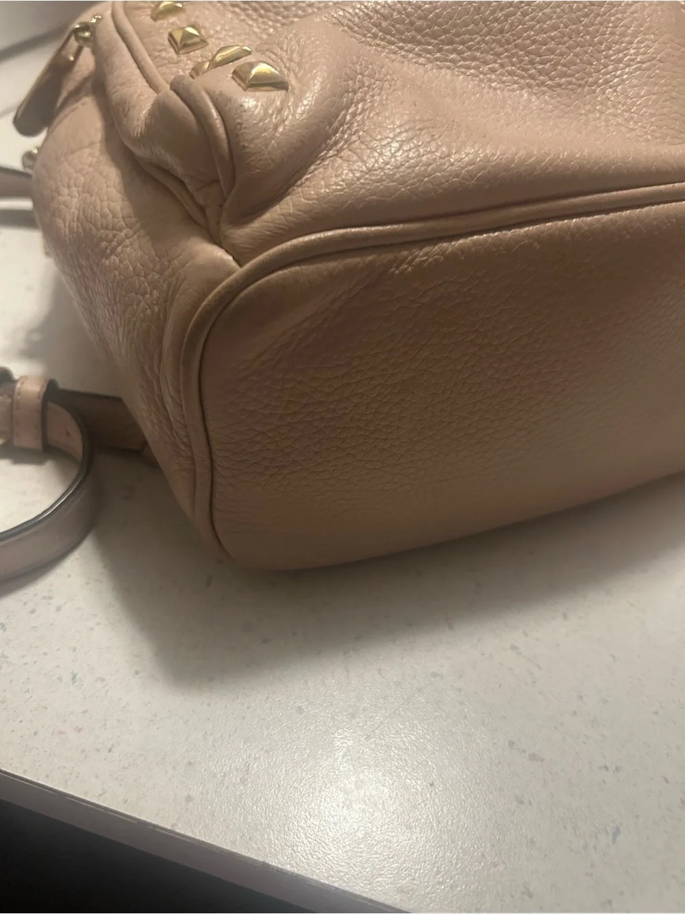 MICHAEL KORS Tan Leather Studded Mini Backpack